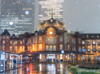 東京駅と雪